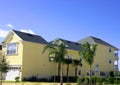 2-story yellow American dream home with garage Royalty Free Stock Photo