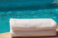 2 White towles by the pool Royalty Free Stock Photo