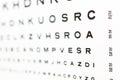 20/20 eye chart test A in focus