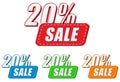 20 percentages sale, four colors labels