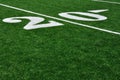 20 Yard Line on American Football Field Royalty Free Stock Photo