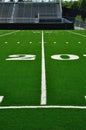 20 Yard Line on American Football Field Royalty Free Stock Photo