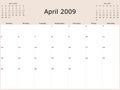 2009 Year Monthly calendar
