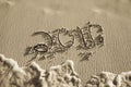 2010 written in sand on beach Royalty Free Stock Photo