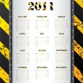 2011 calendar with grunge warning background