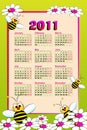 2011 Kid calendar with bees Royalty Free Stock Photo
