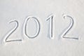 2012 text on snow Royalty Free Stock Photo