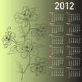 2012 vector calendar with flowers