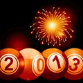 2013 bingo lottery balls and firework Royalty Free Stock Photo