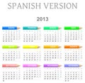 2013 crayons calendar spanish version
