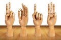 2013 in poston of wooden hand Royalty Free Stock Photo