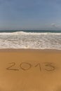 2013 written in sand Royalty Free Stock Photo