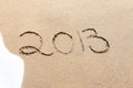 2013 written in the sand on a beach Royalty Free Stock Photo