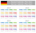 2014-2017 Type-1 German Calendar Mon-Sun Royalty Free Stock Photo