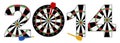 2014 New Year Dartboard with Darts Illustration Royalty Free Stock Photo