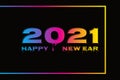 2021 Happy New Year celebrate banner with 2021 numbers creative design  happy new year 2021 typography design  handwritten new yea Royalty Free Stock Photo