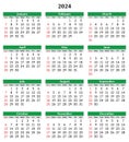 2024 calendar, vertical. Modern vector illustration. Plan your year