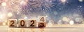 2024 Happy New Year - Celebration With Wooden Number Blocks