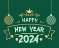 2024 Happy New Year Holiday Abstract Brwon And Green Design Royalty Free Stock Photo