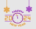 2024 Happy New Year Holiday Abstract Purple And Orange Design