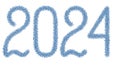 2024 inscription from festive Christmas tinsel decoration, fluffy blue numbers