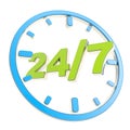 24/7 twenty four hour seven days a week Royalty Free Stock Photo