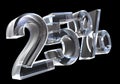 25 percent in glass (3D) Royalty Free Stock Photo