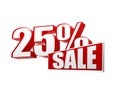 25 percentages sale in 3d letters and block