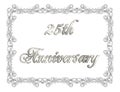 25th Anniversary Invitation 3D illustration Royalty Free Stock Photo