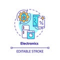 2D customizable colorful linear electronics icon concept