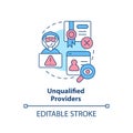 2D customizable unqualified providers linear icon concept