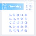 2D pixel perfect blue plumbing icons set Royalty Free Stock Photo