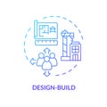 2D thin line gradient icon design build concept
