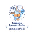 2D thin linear icon freedom of expression online concept Royalty Free Stock Photo