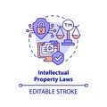 2D thin linear icon intellectual property laws concept