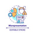 2D thin linear icon misrepresentation concept Royalty Free Stock Photo