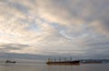 3 Cargo Ships, Columbia River Royalty Free Stock Photo