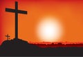 3 crosses at sunset or dawn Royalty Free Stock Photo