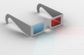 3-D Glasses with Light Showing Through Lenses