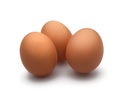 3 eggs on white background