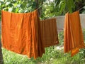 Buddhist monks robes hanging Royalty Free Stock Photo