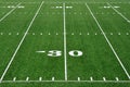 30 Yard Line on American Football Field Royalty Free Stock Photo