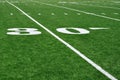 30 Yard Line on American Football Field Royalty Free Stock Photo