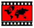 35mm color movie film with map Royalty Free Stock Photo