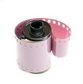 35mm film canister and coiled negative Royalty Free Stock Photo