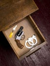 38 Revolver in Desk Drawer with Handcuffs