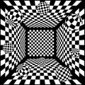3D Abstract black and white chess background with