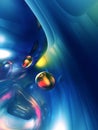 3D Abstract Blue Yellow Shiny Colorful Glossy