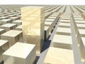 3D Abstract Golden Cubes