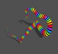 3d abstract spray rainbow color curly shape